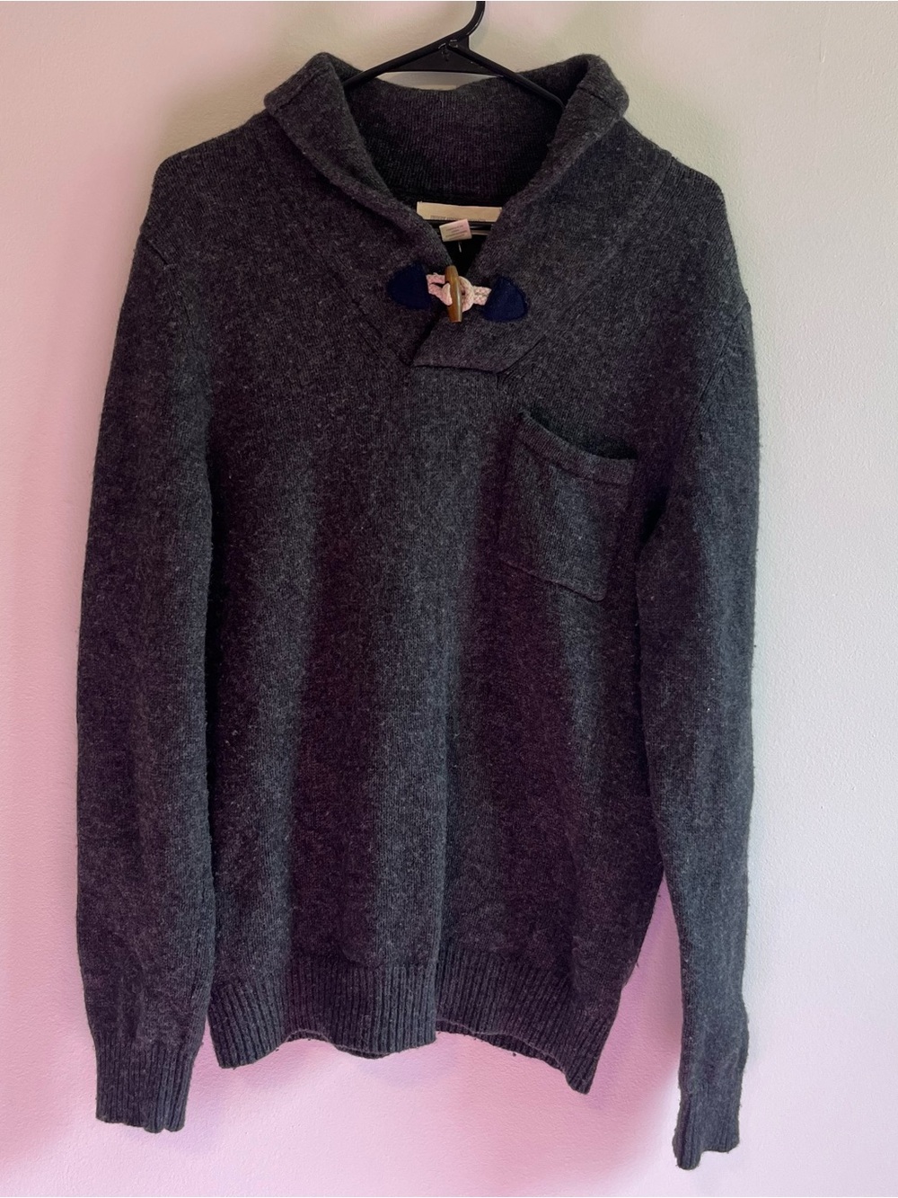 Frederik Anderson Copenhagen Men's Dark Gray soft wool Toggle Sweater Medium